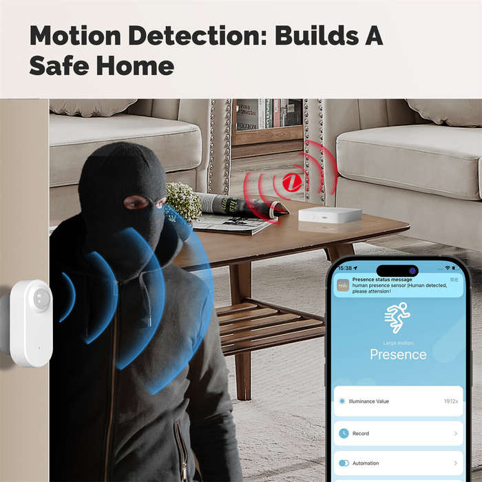 MOES Tuya ZigBe Smart Radar 24GHz mmWave Wireless Human Presence PIR Sensor App Remote Monitoring Mo