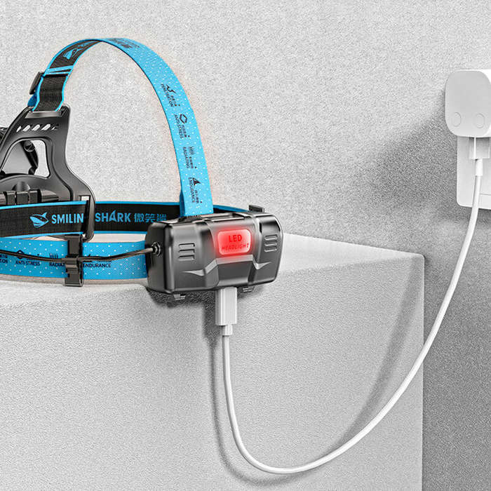 Warm White - Smiling Shark Ultra Bright Motion Sensor USB Rechargeable LED Headlamp High Lumens for