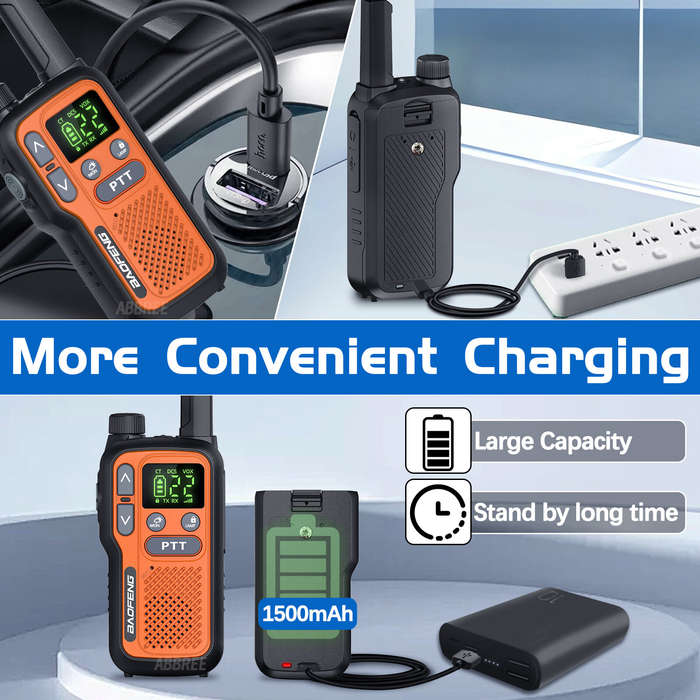 White - 2Pcs Baofeng BF-T18 Mini Walkie Talkie PMR446 License Free 16 Channels 2W Power Long Range T
