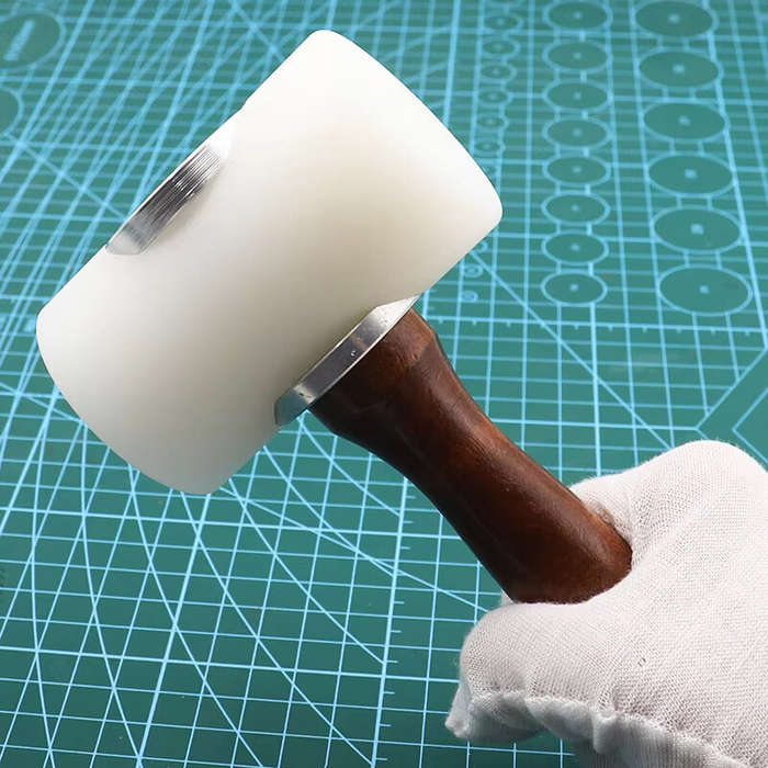 #A - Nylon Leathercraft Carving Hammer with Wooden Handle Leather Craft Carving Hammer Cowhide Sew H