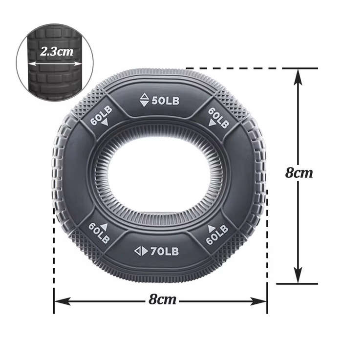 Grey - KALOAD Silicone Adjustable 20-90LB Hand Grip Strength Exercise Gripping Ring Fitness Finger F