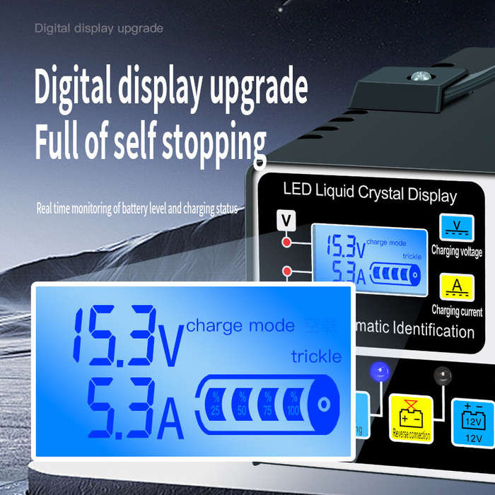 Black - Intelligent Pulse Repair Charger Battery Charging And Repairing Machine 12V 24V Charger Car
