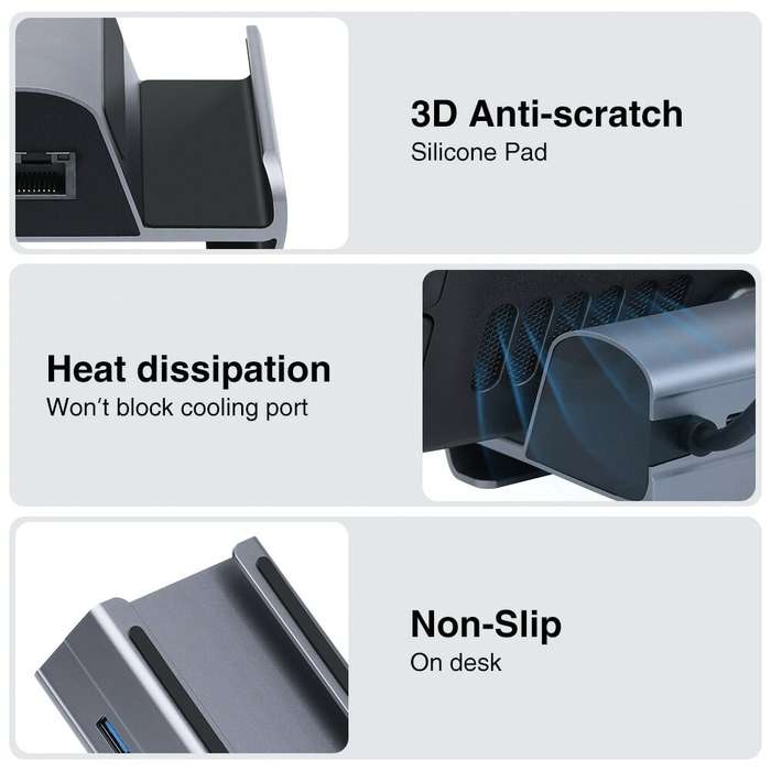 Bakeey Steam Deck Dock 6 in 1 Steam Deck Docking Station Stand Accessories 3*USB 3.0 HDMI 4K@60Hz Gi