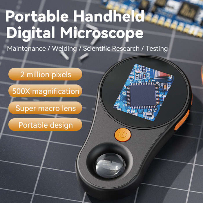 Black - 500X Portable Handheld Digital Microscope Super macro lens Magnification 2MP Camera Clear 10