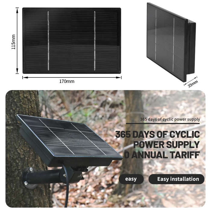 Black - Portable Solar Power Bank D4 5V 6V Solar Battery Charger for Security Camera with DC 5521 Ou
