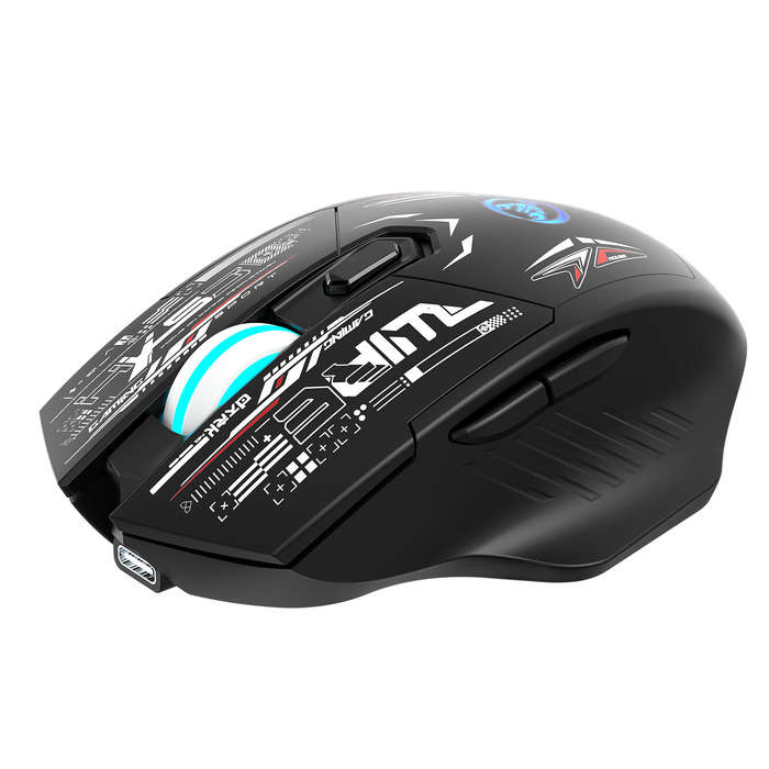 Black - HXSJ T38 Dual-Mode Wireless Gaming Mouse RGB Lighting Silent Click 6 Buttons Adjustable DPI