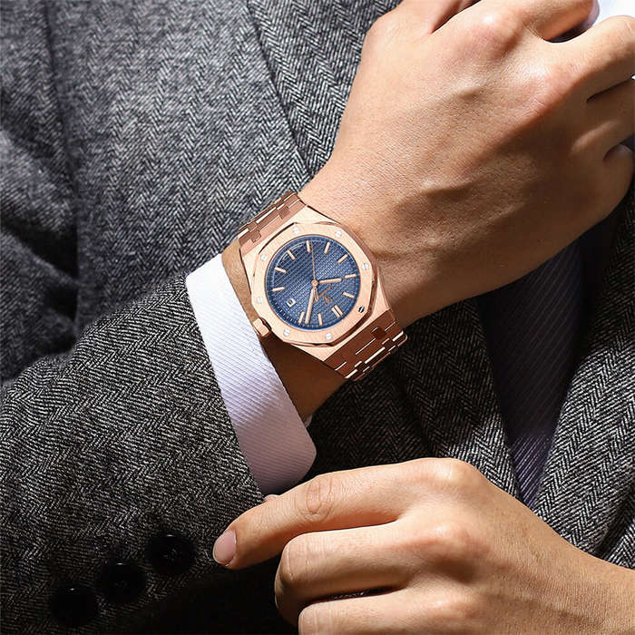 Black - PENGAGAR Men's Business Casual Watch Waterproof Luminous Date Stainless Steel Fashion Quartz