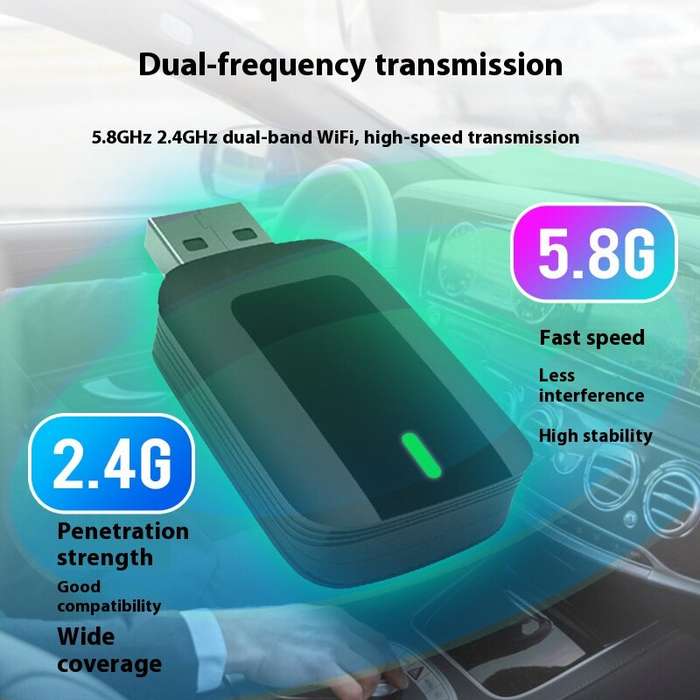 Black - Wireless CarPlay Adapter for iPhone Convert Wired to Wireless Apple CarPlay Adapter Mini Siz