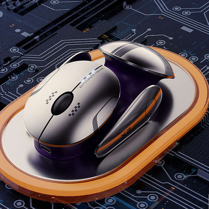 Black - INPHIC X2 Tri-mode Wireless Gaming Mouse 800-2400DPI RGB Light 2.4G Wireless/BT4.0/BT5.0 Mut