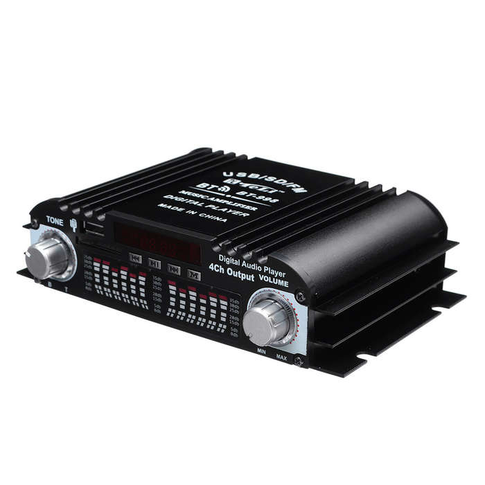Blue - 12V Car Mini HIFI Digital bluetooth Audio Power Amplifier Four Channel Output with Remote Con