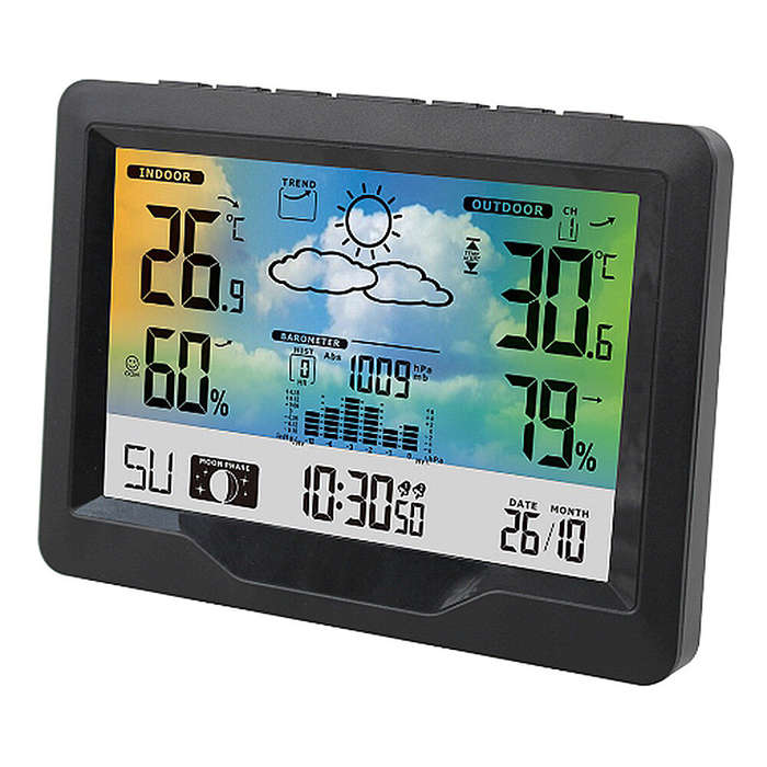 Wireless Weather Station Clock Digital Indoor Thermometer Hygrometer Meter 12H Air Pressure Record M