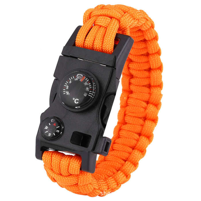 Black - Multi-Functional Survival Paracord Bracelet with Fire-Stone High Precision Mini Compass and