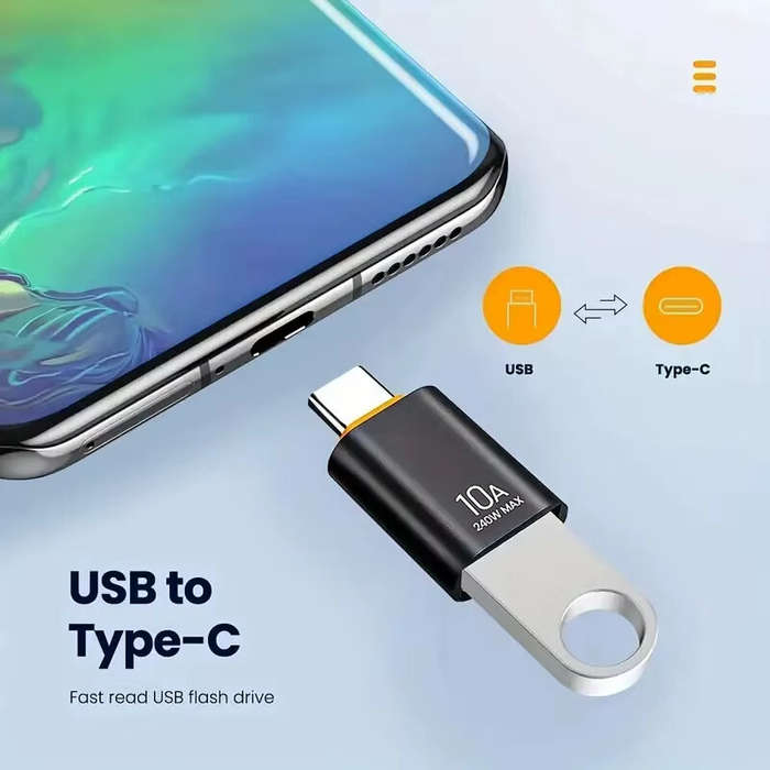 BlackB - 10A OTG USB 3.0 To Type-C Adapter USB Female to Type-C Male Fast Charging Adapter OTG USB-C