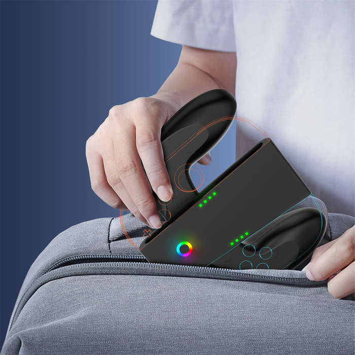 Black - JYS JYS-NS2287 Switch2 Joy-Con Magnetic Charging Grip Type-C Fast Charging Dock for Dual Gam