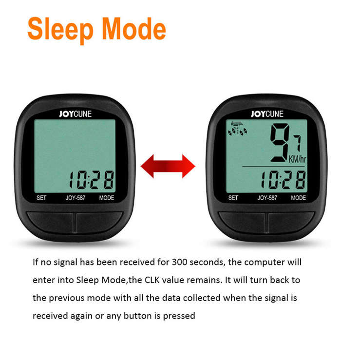 Black - JOYCUNE JOY-587 Wired Bike Computer Waterproof Bicycle Speedometer Odometer Stopwatch Cycle
