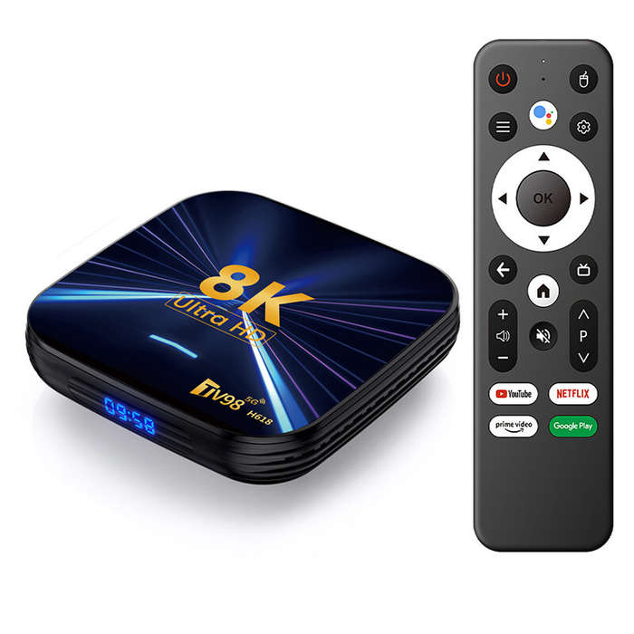 UK Plug - TV98 H618 Android14.0 TV Box 8K Ultra HD HDR10+ 4GB RAM 64GB Storage Allwinner H618 Quad-C