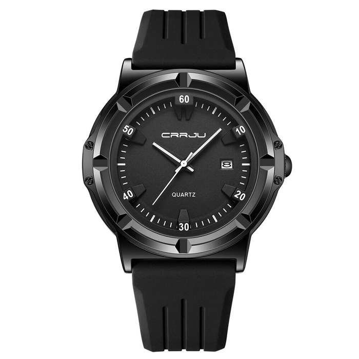 Black white - CRRJU Men's Sports Quartz Watches Waterproof Date Business Casual Wristwatch