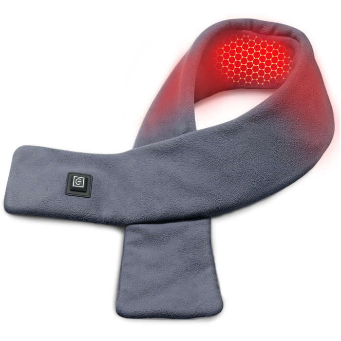 Grey - TENGOO Heated Neck Scarf Smart Winter Warmer USB Heating Three Gears with Temperature Adjusta