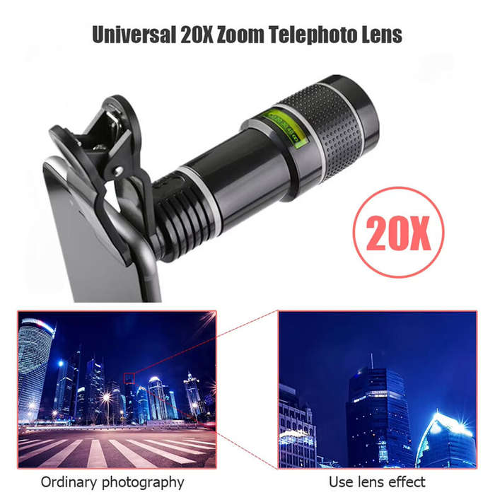 Telescope - IPRee 20X Telescope Zoom Lens Monocular Mobile Phone Camera Lens for Camping Hunting Spo