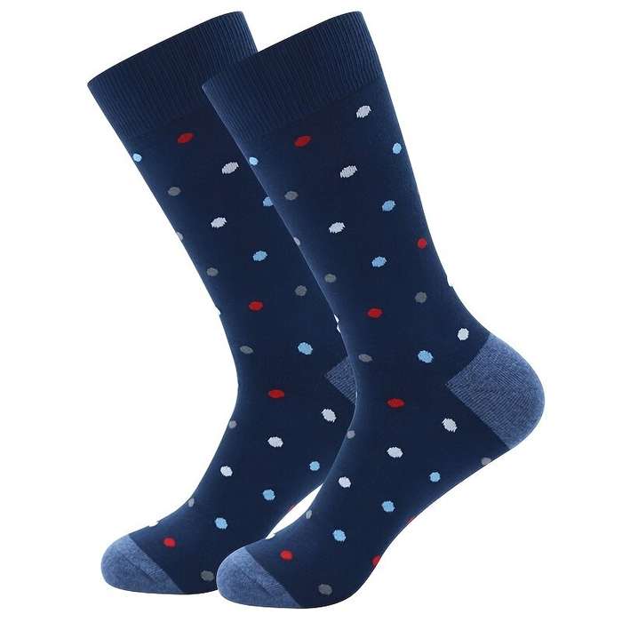 #01 - 5 Pairs Fashion Colorful Men's Business Dress Socks High Quality Stripe Dots Anchor Large Size