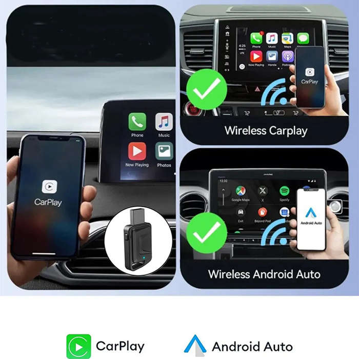 Black - iMars Wired To Wireless Carplay Converter 4.2 Bluetooth Wireless CarPlay Adapter 2.4GHz+5.8G