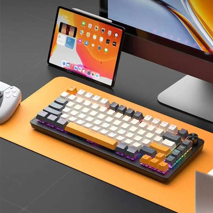 Red Switch - APAYADO K82 Wired Mechanical Keyboard with Adjustable Media Knob Hot Swap 75% Layout 82