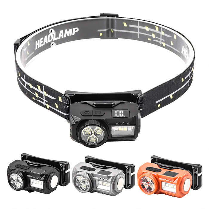 Black - USB Motion Sensor LED Headlamp Clip-on Light Cap Headlight Rechargeable Mini Head Flashlight