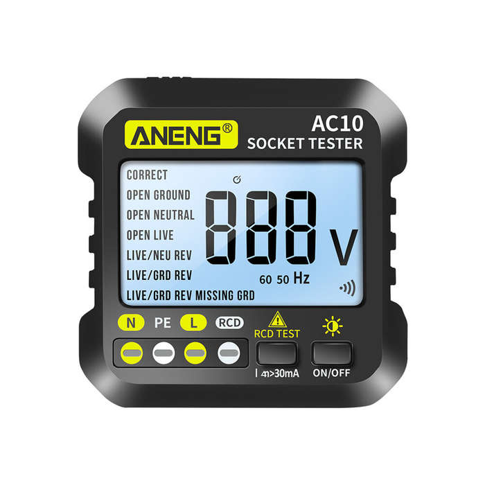 EU Plug - ANENG AC10 Socket Tester Plug Tester Zero Line Plug Polarity Phase Tester Multimeter Digit