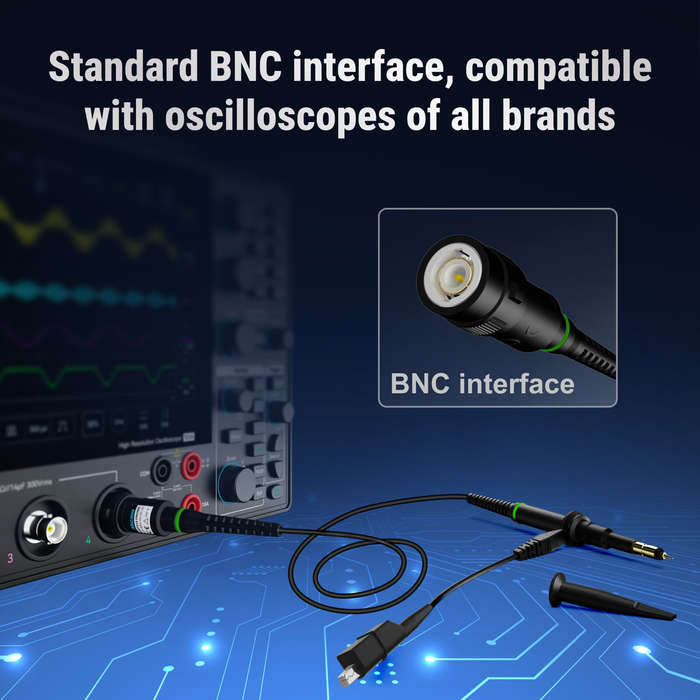 Black - MICSIG MSP510 Oscilloscope Passive Probe 500MHz Bandwidth Universal BNC Interface High Preci