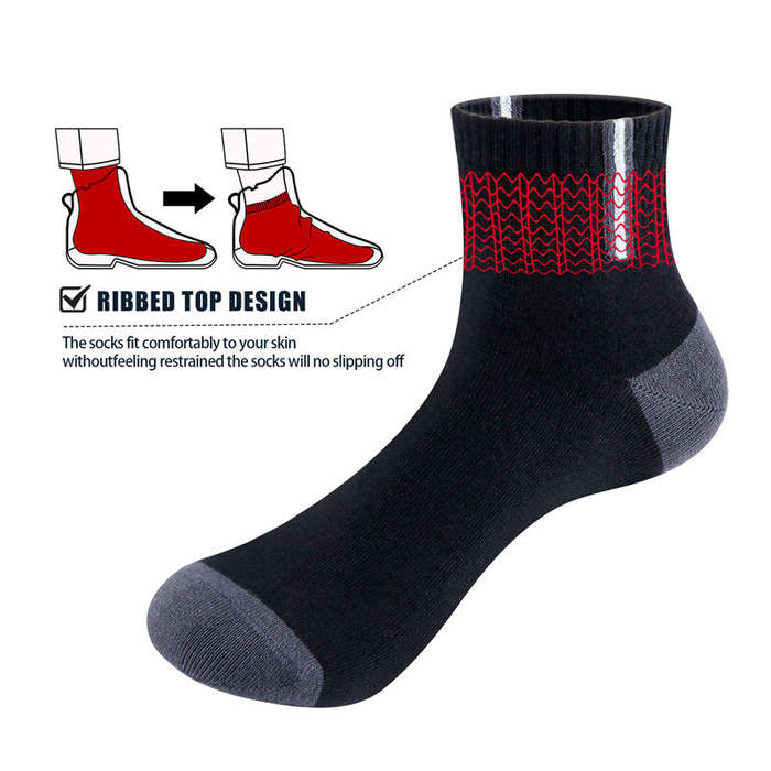 XL - YUEDGE 5pcs Men Casual Sports Cotton Socks, Thickened Sweat-absorbent Breathable Short Socks