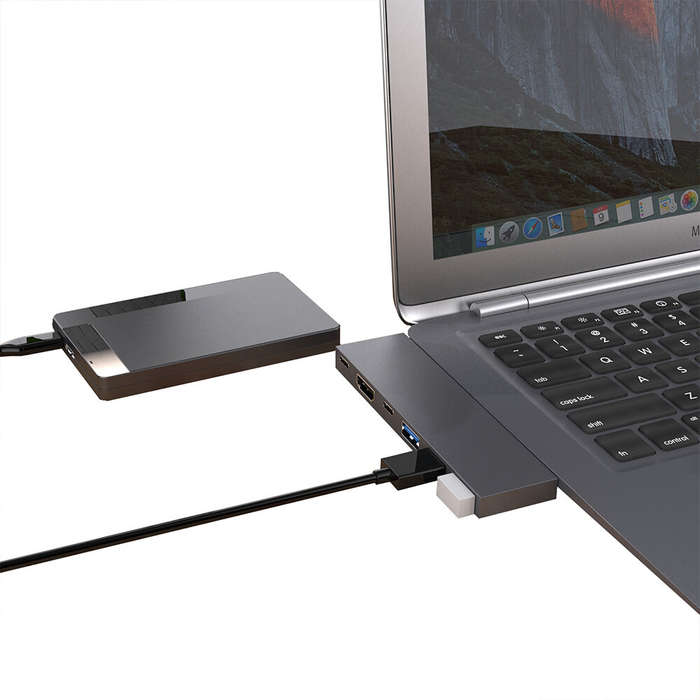 6 in 1 Dual-interface Type-C Docking Station USB-C Hub with USB3.0*3 PD100W USB-C 5Gbps USB-C 3.0 4K