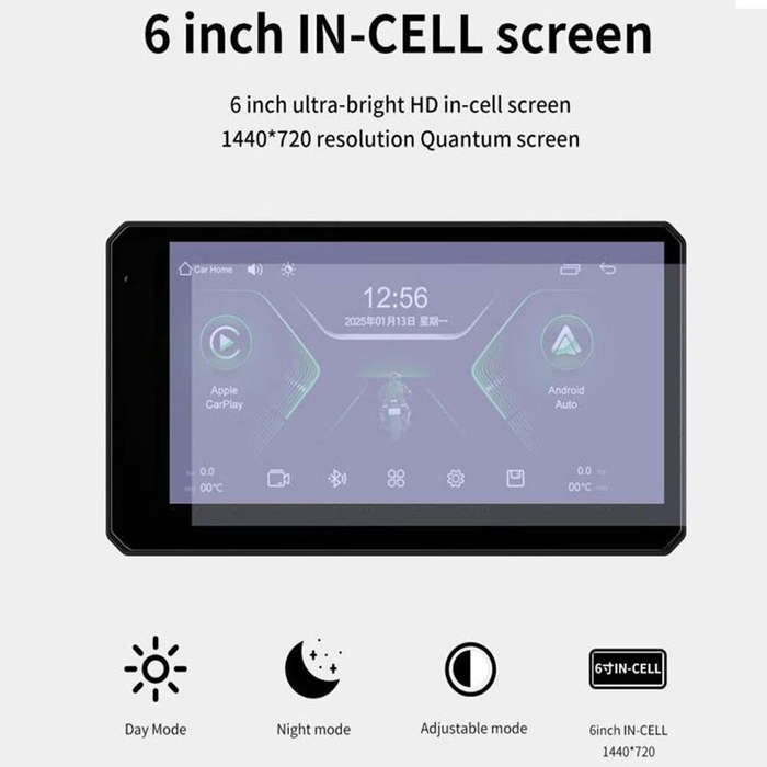 without DVR - YUEHOO M590 6 inch Carplay Motorcycle GPS Navigation IPX8 Waterproof For Wireless CarP