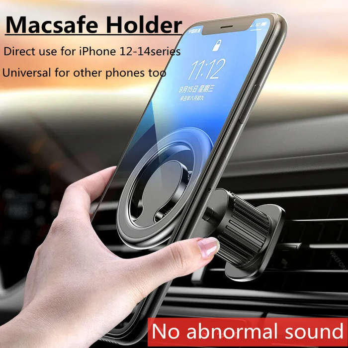 Black-Air Vent Mode - Mini Magnetic Car Phone Holder Stand 360 Rotary Support in Car for iPhone 15 1