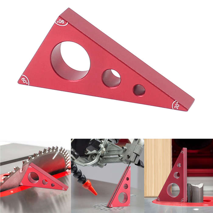 Red - Woodworking Pocket Square 30/60/90 Angle Aluminium Alloy Gauge Block Woodworking Triangle Rule