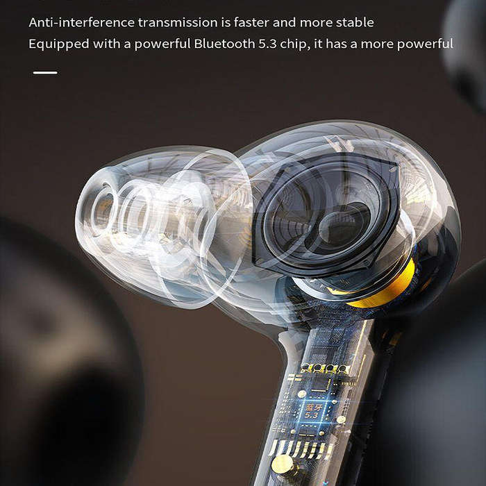Black - LED Smart Screen TWS Earbuds Wireless bluetooth Earphone LED Colorful Touch Screen Panoramic