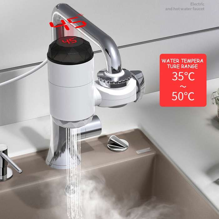 US - 3000W Instant Tankless Electric Water Heater Faucet with LED Display Easy Installation IPX4 Wat