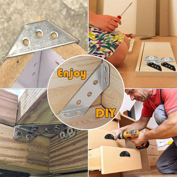 20 Pcs - Furniture Corner Connector 20PCS Universal Stainless Steel L Brackets for Wood Metal Angle
