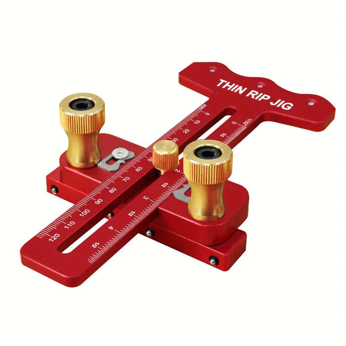 Red - Thin Table Saw Jig Adjustable Aluminum Guide Fits 3/8 x 3/4 U Slot 1/4 x 3/8 T Slot Precision