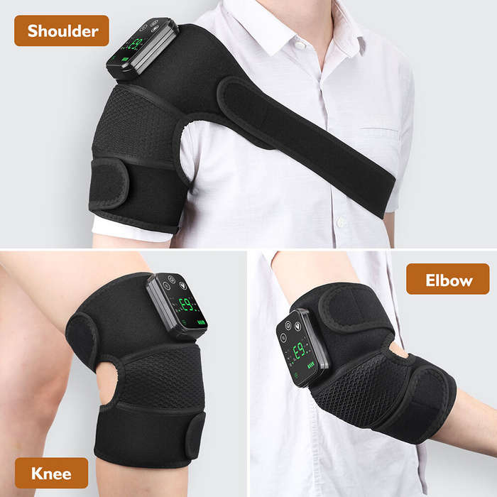 Black - 3 IN 1 Vibration Button Controller Heating Vibration Knee Pad Shoulder Pad Elbow Pad Intelli