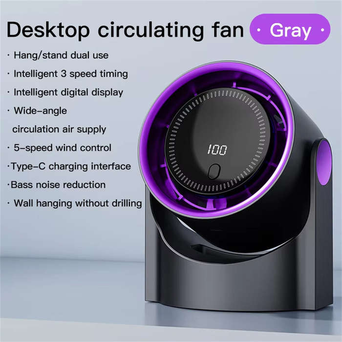 White - IPRee Mini Cooling Fan Silent Portable Bladeless Fan 100 Level Desktop Fan USB Rechargeable