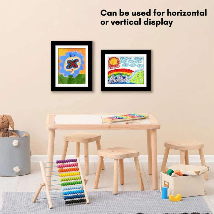White - 2pcs Children's Art Frames A4 Front Hole Art Frame for Kids 2 Wooden Picture Frames for 50-2