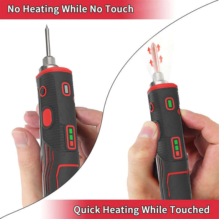 Red - Cordless Soldering Iron LD006A 1800mAh Rechargeable Tool Adjustable Temperature 200-480C Porta