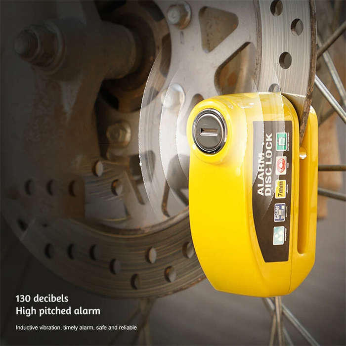 Orange - BENGGOU Bicycle Disc Brake Lock 130dB Loud Alarm Anti-thief Protection Aluminum Alloy Water