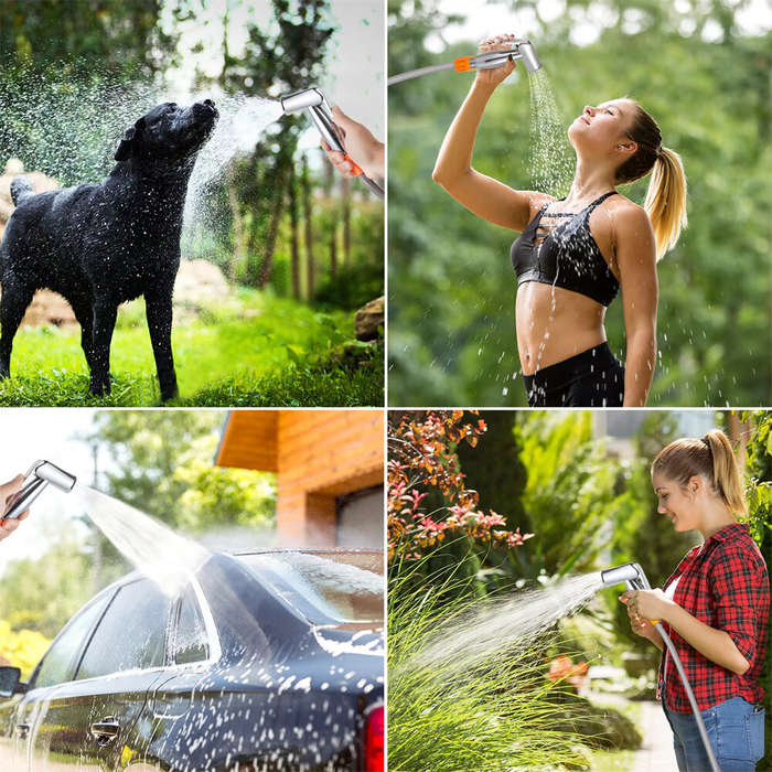 Silver - IPRee Car Washer Car Washing Portable Electric Shower Rechargeable Bathing Pump For Outdoor