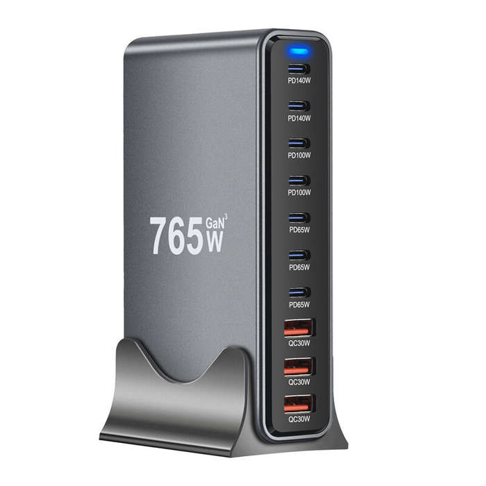 EU Plug - [GaN Tech] Bakeey YMX-765W 765W 10-Port USB PD Charger 3USB-A+7USB-C PD QC Fast Charging D