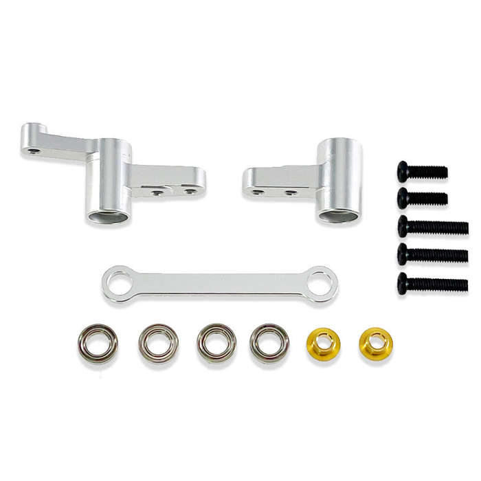 Silver - Upgraded Metal Steering Assembly With Bearings For MJX HYPER GO 14209 14210 H14BM 1/14 Remo