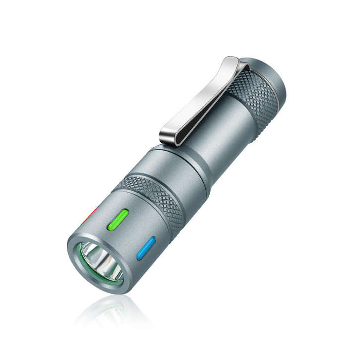 Grey - Vastlite Bow 1800LM 250M 18350 EDC Flashlight with Type-C Charging 18350 Battery Super Bright
