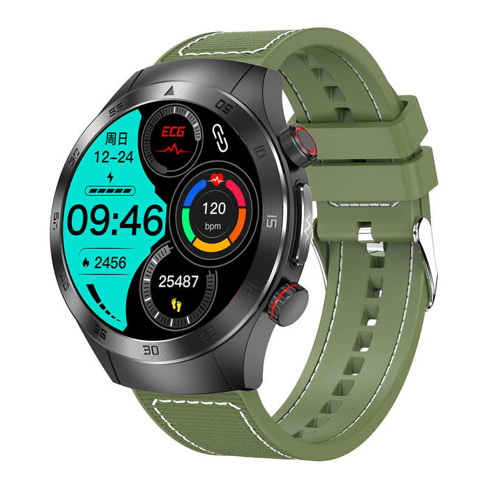 Blue - E800 1.49inch AMOLED Display Physical Laser Therapy ECG bluetooth Call Heart Rate Blood Press