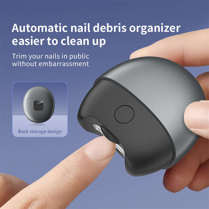 Grey - Portable USB Rechargeable Electric Nail Clippers M5 Safe Low Noise Type-C Charging for Home T