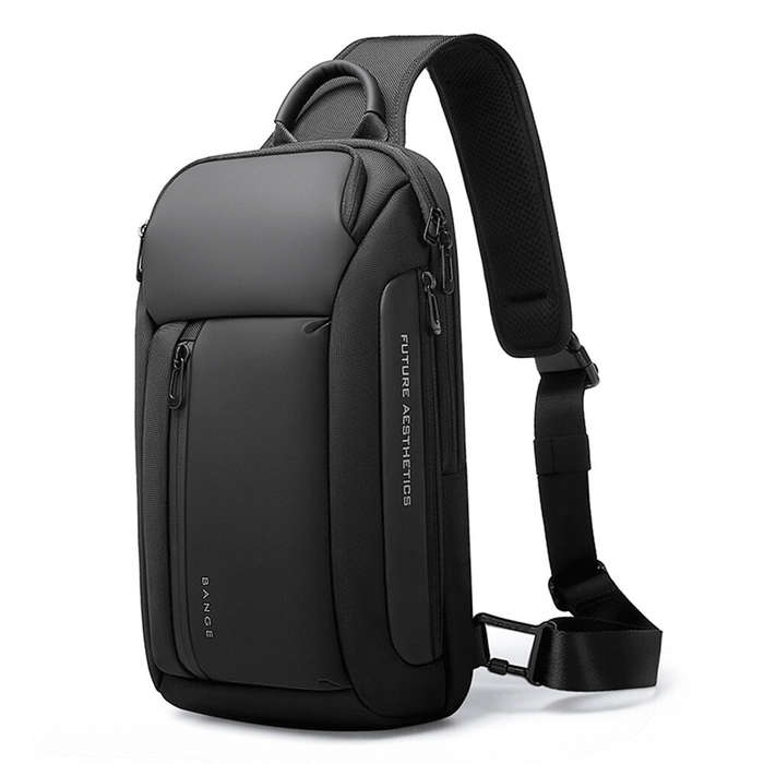 Blue - BANGE Chest Bag Men Casual Crossbody Bag Waterproof Shoulder Satchel Multi-Pockets Large Capa
